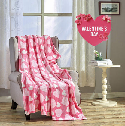 FAITH, HOPE, LOVE HOME DÉCOR Heart Throw Blanket – Ultra Soft Microplush 50"x60" | Cozy Love Theme Gift for Couch, Bed, Travel | Washable