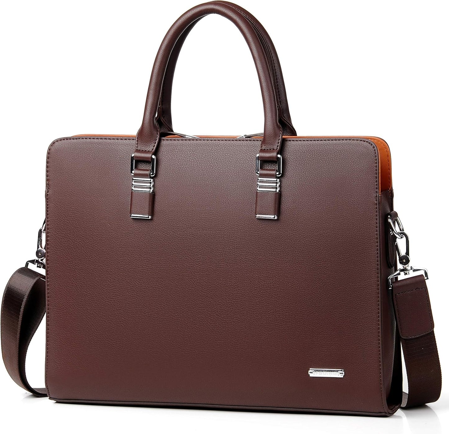 Genuine Leather Business Briefcase 15.6 Inch Laptop Bag Multi Compartment