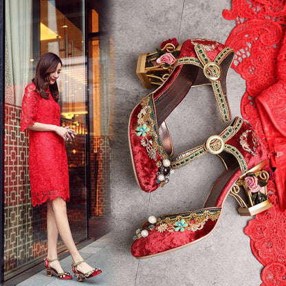 Large Size Retro Wedding Shoes