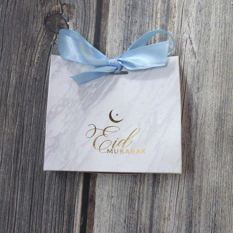 Suministros de decoración de bolsas de regalo de Eid de caja de azúcar jaspeada