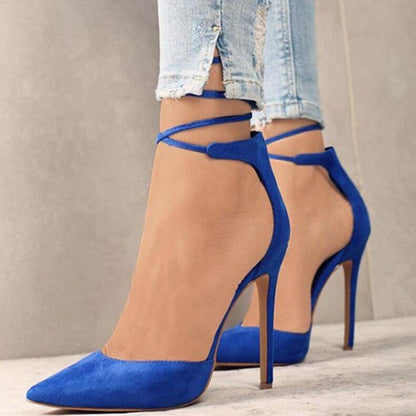 One-line buckle high heel sandals plus size