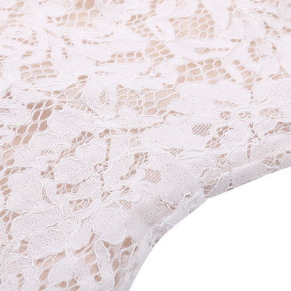 Elegante vestido calado de encaje sólido con espalda descubierta