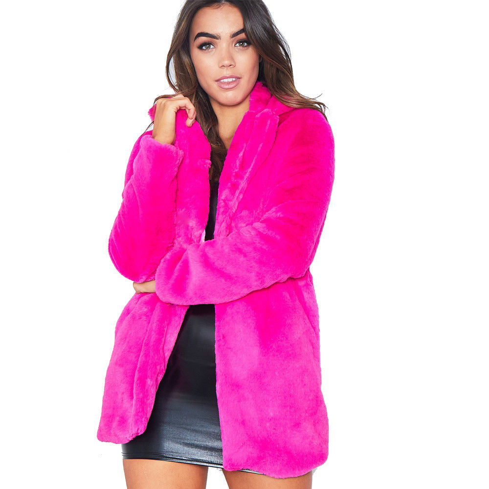 Women's Faux Fur Coat – Long Sleeve Warm Thick Jacket