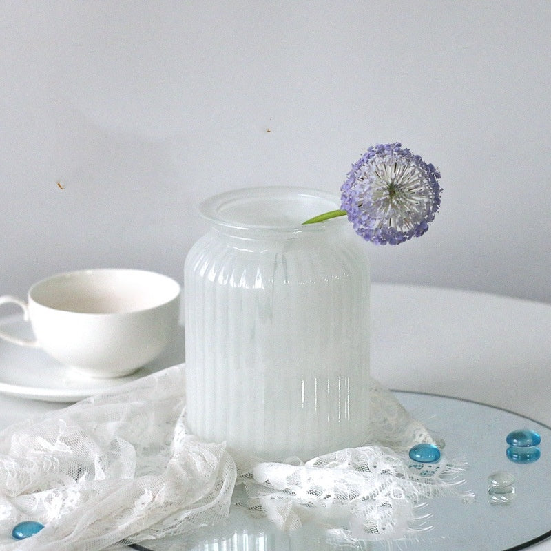 Morandi Glass Vase – White & Blue Decorative Flower Vase for Living Room, Dining & Home Decor