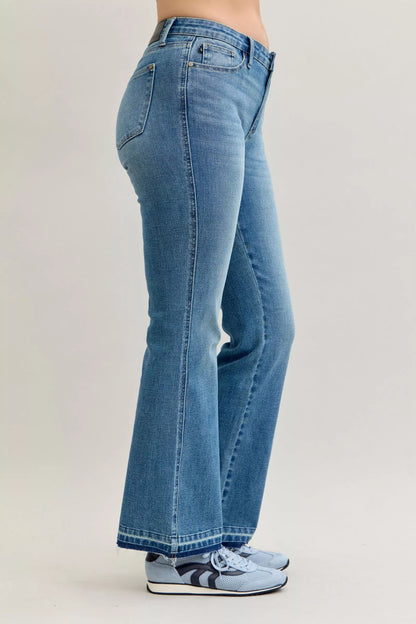 Judy Blue Full Size Mid Rise Slim Bootcut Tummy Control Release Hem Jeans Plus Size