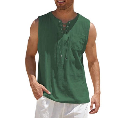 Men’s Summer Tank Vest – Shirt Collar Tie Short Sleeve T-Shirt | Multiple Colors