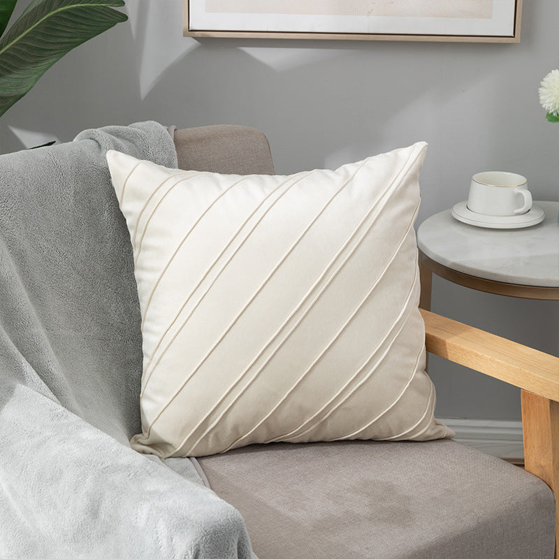 Taie d'oreiller en velours de couleur unie à carreaux, pour canapé, chevet, coussin en peluche courte