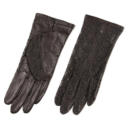 Non-slip driving lace sunscreen leather gloves