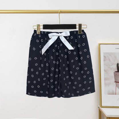Pantalon de pyjama en soie de coton pour femme, short d'été fin et décontracté