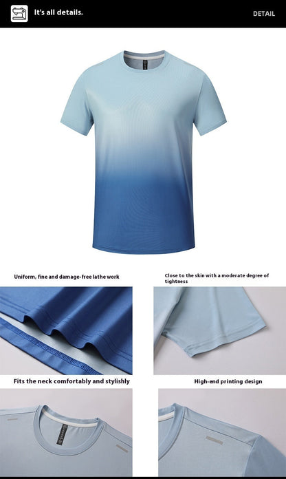 Sports Short Sleeve Men's Quick-drying Elastic Breathable Wicking Round Neck Muscle