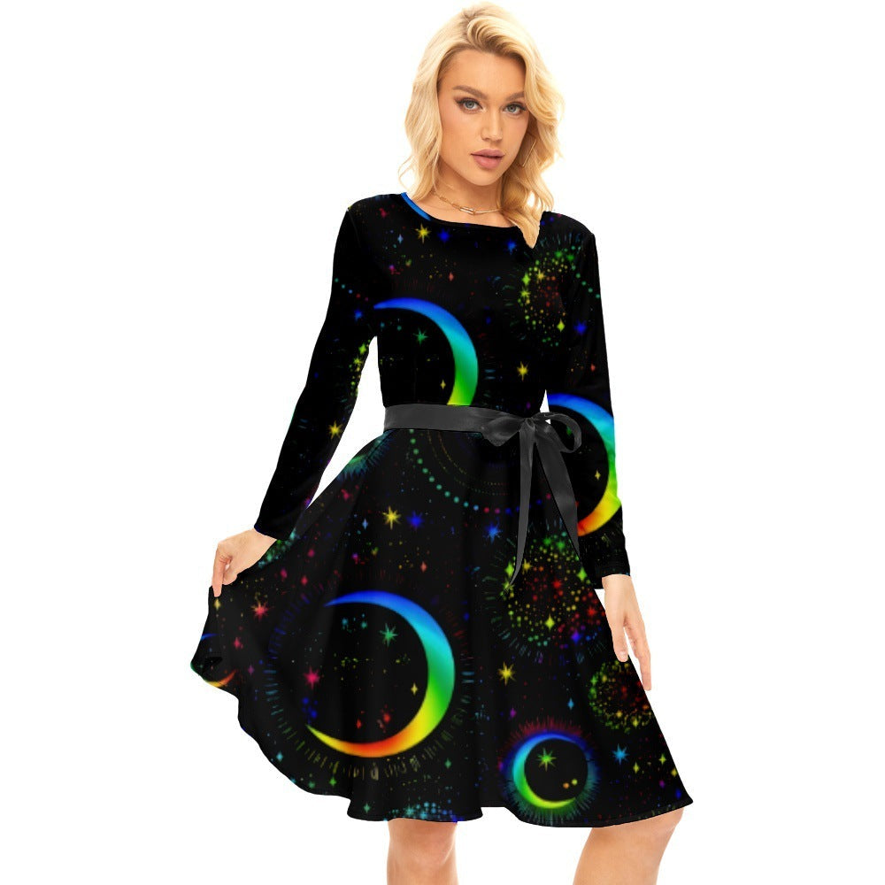 Vestido femenino con estampado de plantas tropicales y diseño de Halloween