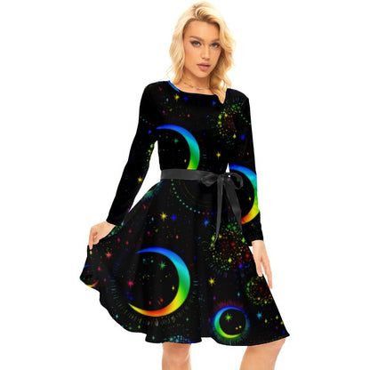 Vestido femenino con estampado de plantas tropicales y diseño de Halloween