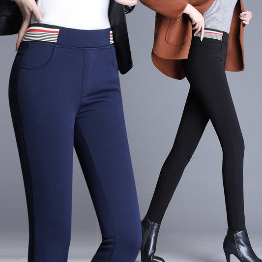 Pantalon décontracté extensible grande taille épais