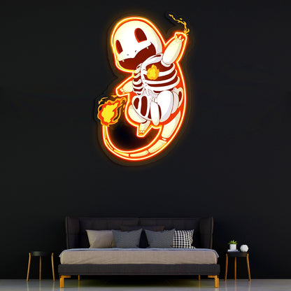 Charmander Plexiglass Neon Art, Pokemon Neon Sign, Neon Light Sign, Neon Wall Art
