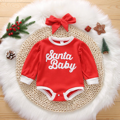 Letter Print Contrast Color Long Sleeve Headwear Jumpsuit Available In Two Colors