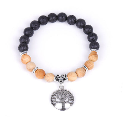 Bracelet Arbre de Vie Pendentif Cadre de Porte Bois Noir Fait Main Perlé