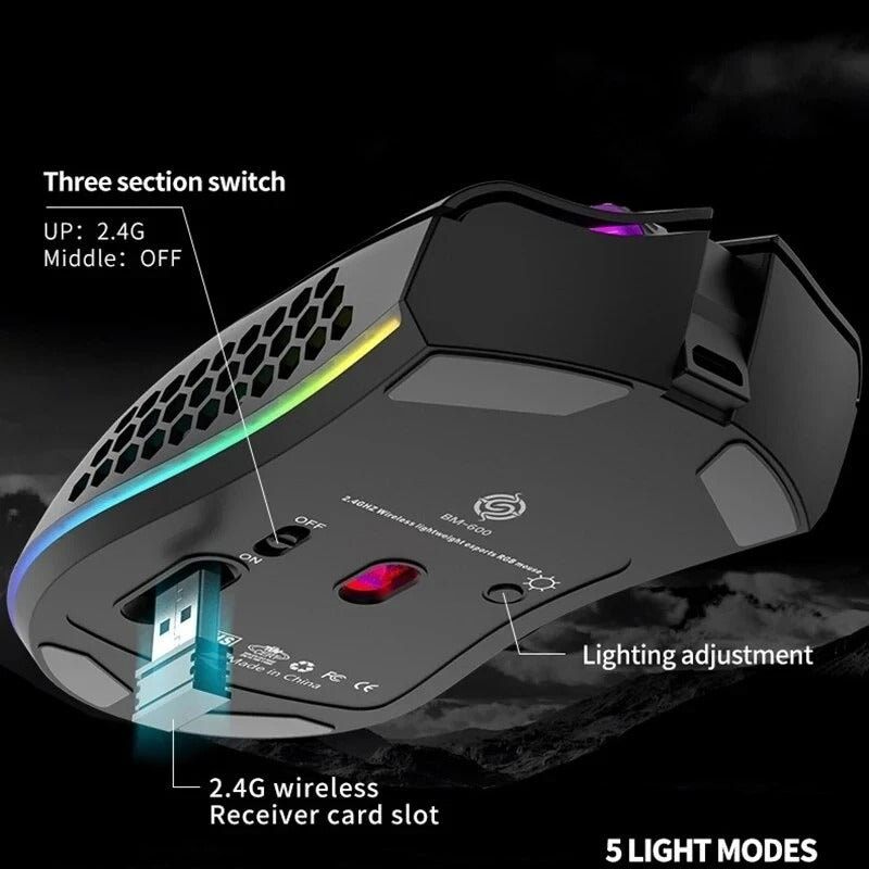 BM600 Hybrid Wireless RGB Gamer Mouse