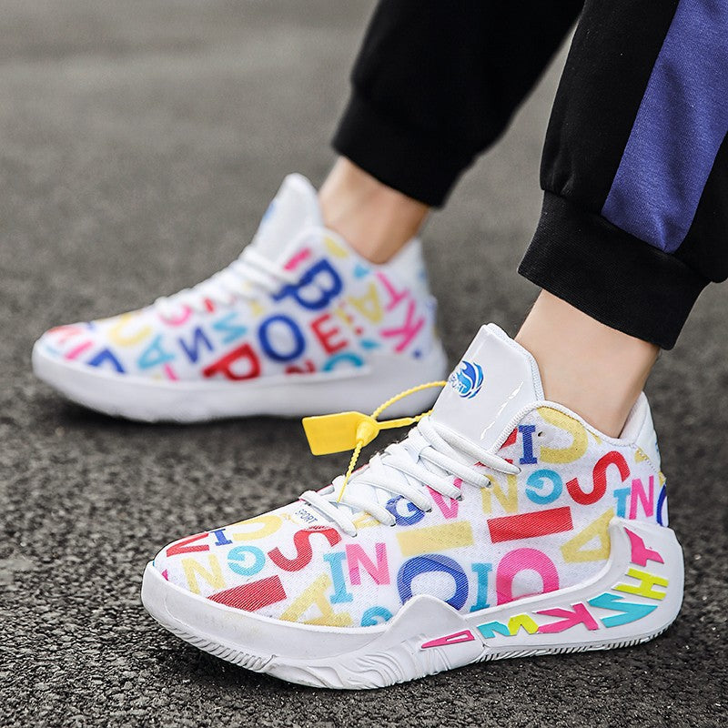 Chaussures Décontractées Couple Baskets Graffiti Chaussures de Basketball Femme