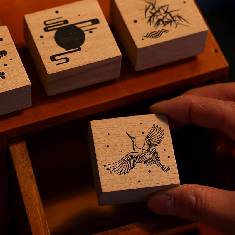 Set de sceaux en bois Mr. Paper, Série Huahegui, Matériel de papeterie pour carnet DIY Impression