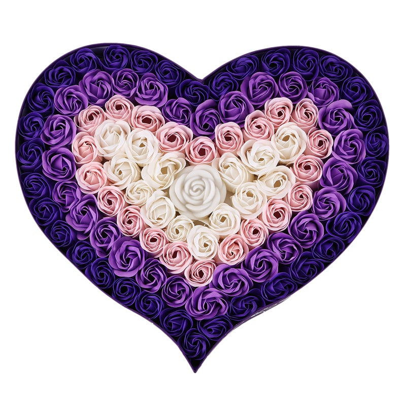 Gradient LED Heart-Shaped Soap Rose Gift Box – Romantic Flower Gift for Valentine's Day, Birthdays & Special Occasions