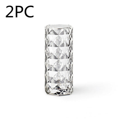 Lampe en cristal nordique USB Lampe de table Chambre tactile variateur Lampe d'ambiance diamant Lampe de projecteur rose Décoration
