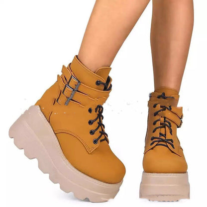 Zapatos con Plataforma Botas de Mujer Zapatos de Invierno Cuero Genuino