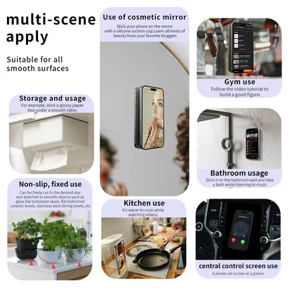 Double-Sided Silicone Phone Wall Mount – 2-Pack Suction Grip
