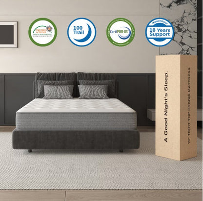 DIGLANT 10” Hybrid Mattress 🛏️ | Medium Firm Memory Foam + Pocket Springs for Deep, Cool, Pressure-Relieving Sleep