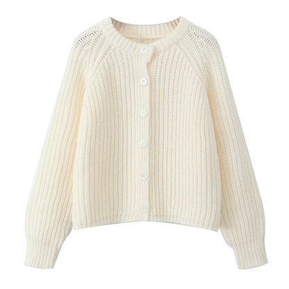 Women's Puff Sleeve Knitted Cardigan Sweater