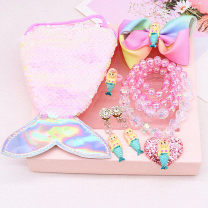 Ensemble de bijoux collier et bracelet queue de sirène pour enfants