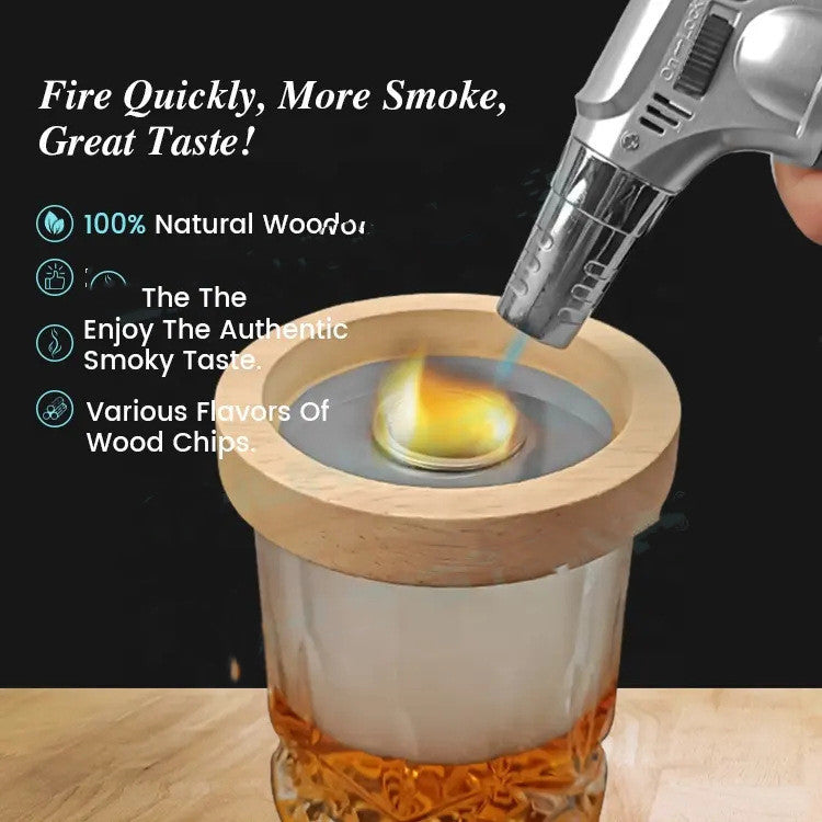 Coffret Cadeau Infuseur de Boissons Bourbon Professionnel | Kit Cocktail Aromatique de Luxe avec Copeaux de Bois | Ensemble d'Assaisonnement de Spiritueux en Chêne Sculpté à la Main avec Torche