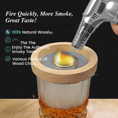 Coffret Cadeau Infuseur de Boissons Bourbon Professionnel | Kit Cocktail Aromatique de Luxe avec Copeaux de Bois | Ensemble d'Assaisonnement de Spiritueux en Chêne Sculpté à la Main avec Torche