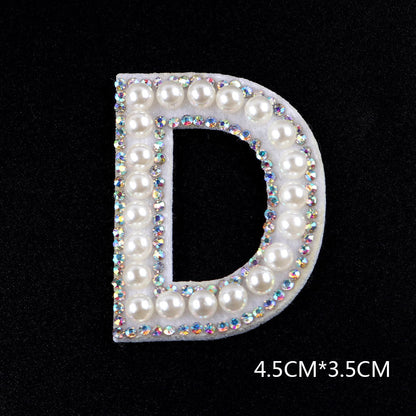 Pearl Rhinestone Cloth Sticker-Letter A-White-2 Pack