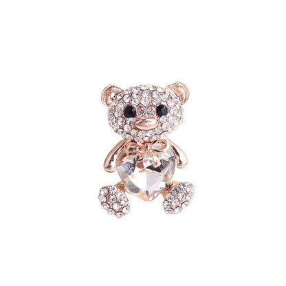 Little bear love crystal brooch female