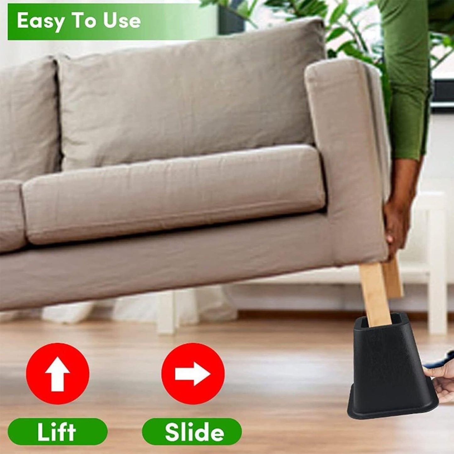 4 pieds rehausseurs de lit robustes, rehausseurs de meubles, supports de levage de pieds