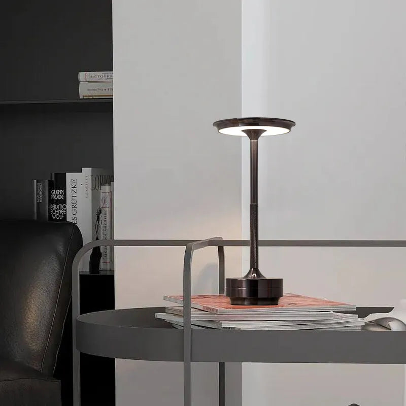 Modern Brass Cone LED Rechargeable Table Lamp Cordless USB-C