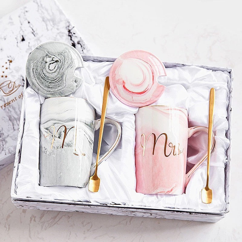 Ceramic Cup Custom Marble Pattern Bride Souvenir Couple Water Cup Wedding Gift