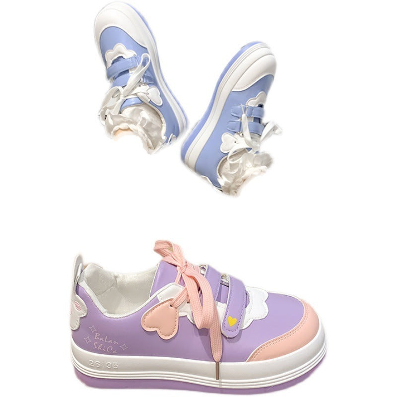 Zapatillas deportivas de estudiante, modelo femenino japonés, estilo versátil para chica, color morado y rosa