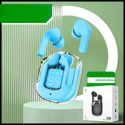New Mini Transparent Wireless Bluetooth Headset Digital Display ENC Noise Reduction True Wireless Sports Music