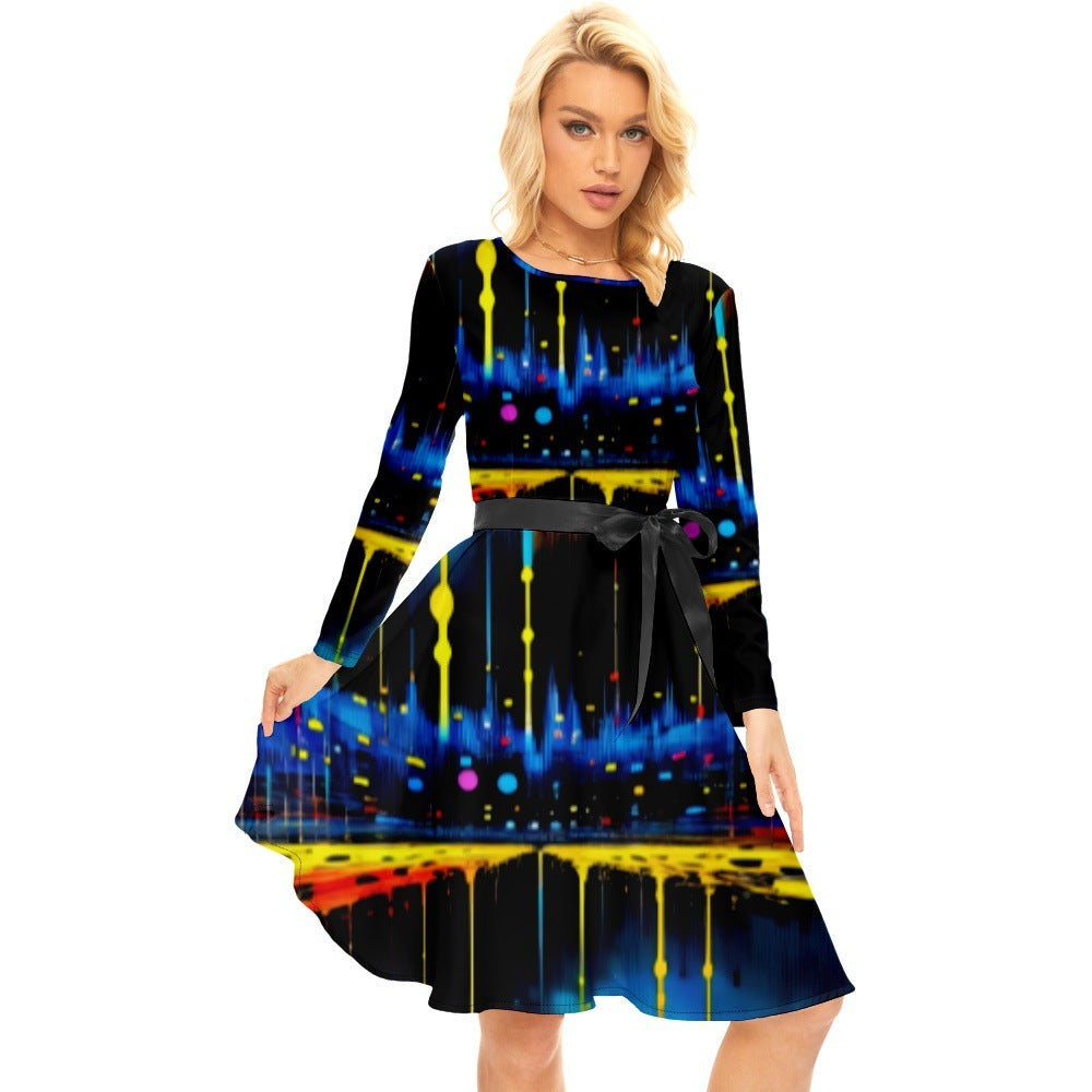 Vestido femenino con estampado de plantas tropicales y diseño de Halloween