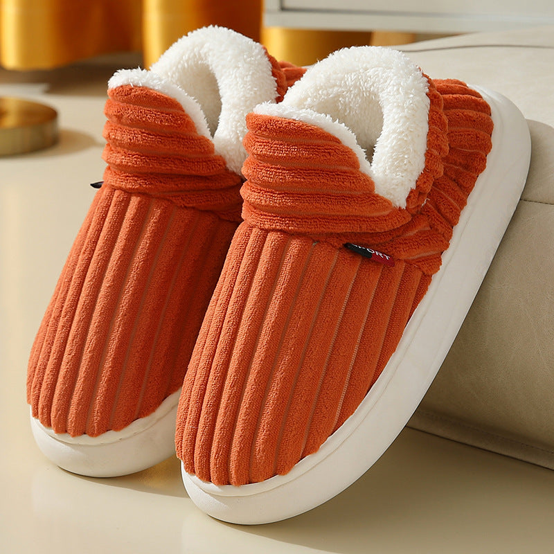 Nouvelles pantoufles en coton pour femmes Chaussons chauds en coton en peluche polaire duveteuse