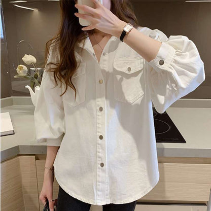 Women's Polo Collar Long Sleeve Blouse