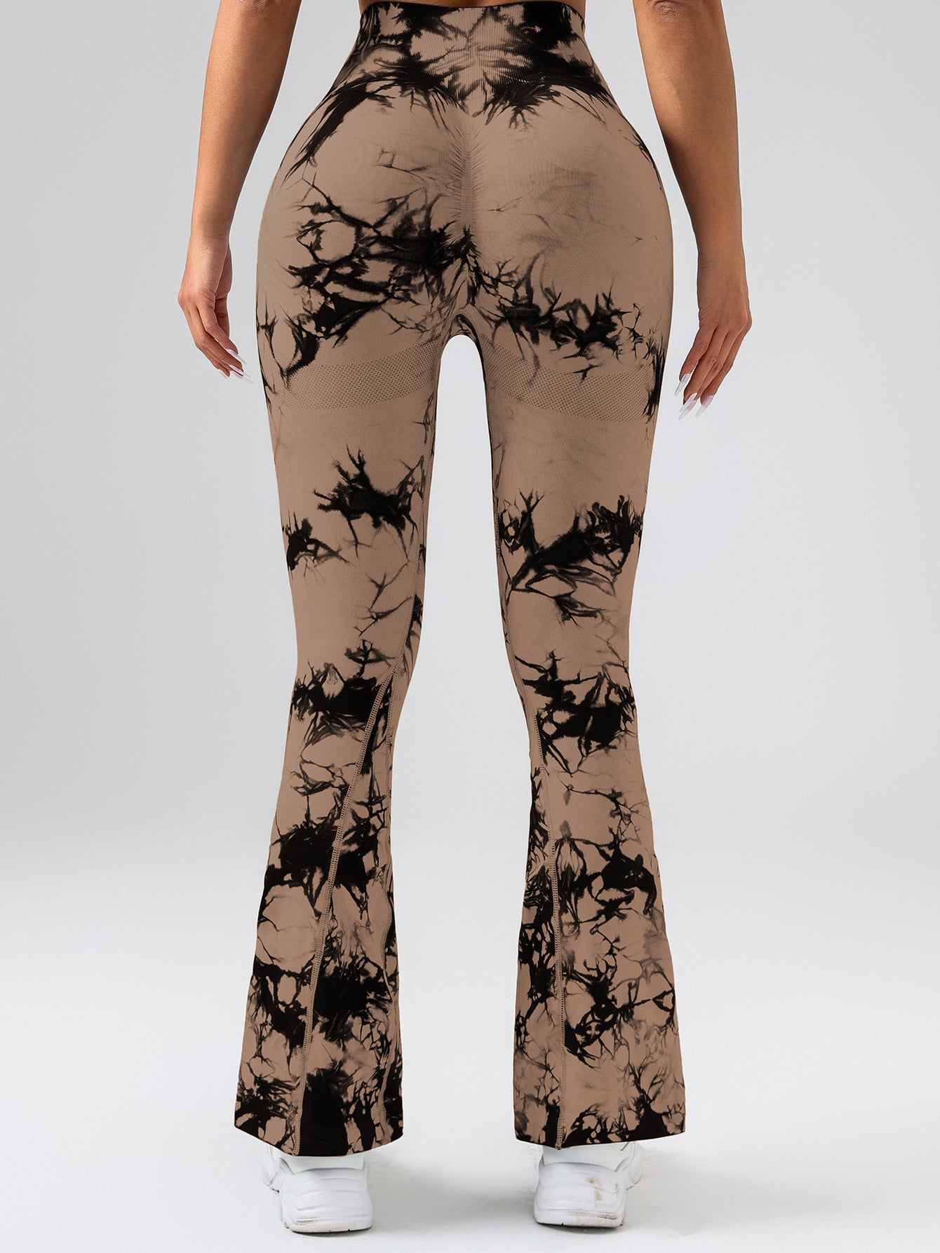 High-Waist Tummy Control Flare Yoga Pants For Women, Tie-Dye Stretch Slimming Bootcut Workout Pants, Fitness & Sports Activewear