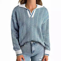 Knitted Pullover Lapel Women's Clothing