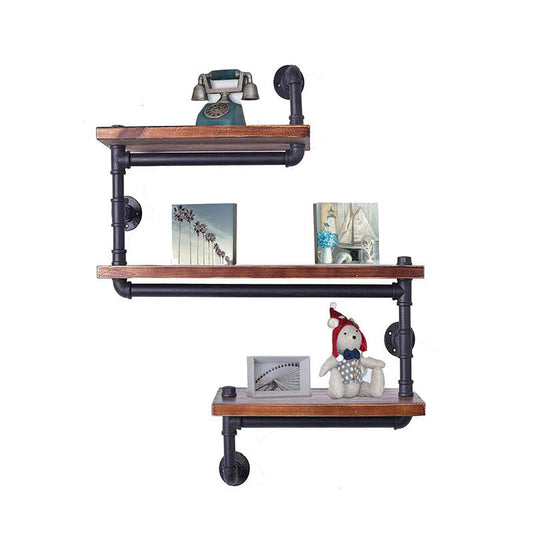 Muebles de mesa de centro con estantería y perchero para toallas, de estilo industrial multifuncional americano, de hierro y madera maciza
