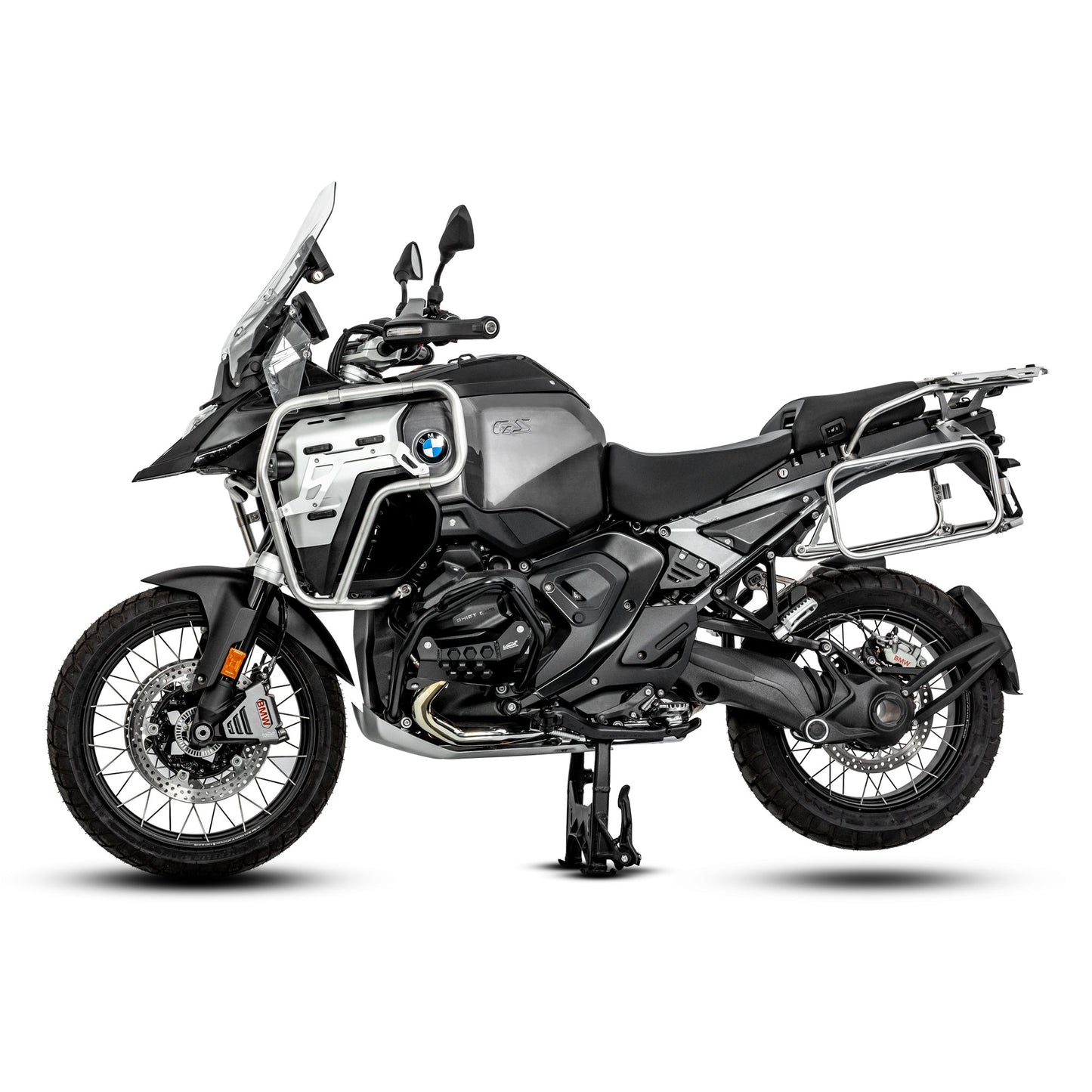 LOBOO Upper Crash Bar for BMW R1300GS Adventure (2024-on) – 304 Stainless Steel, Multi-Point Support, Silver / Black Finish