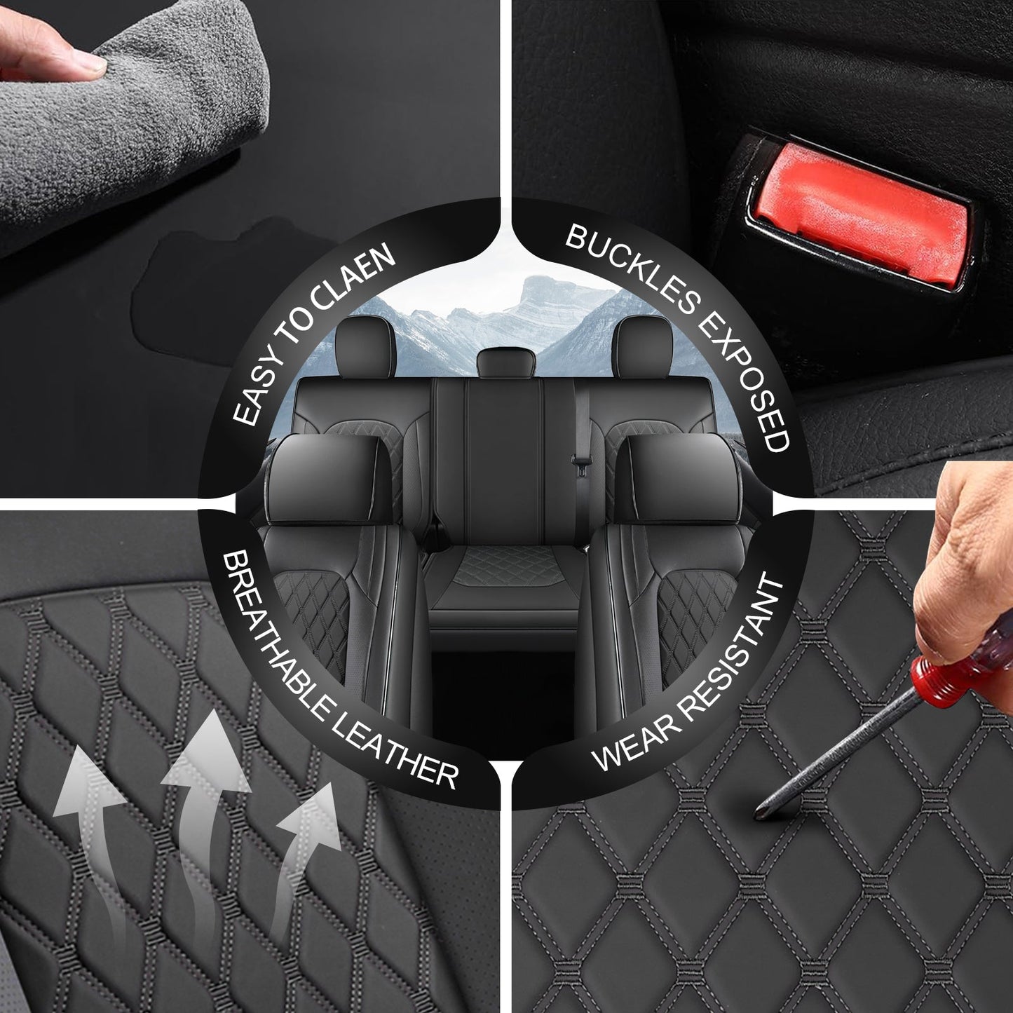Umbrauto Truck Seat Covers for Silverado/Sierra,Black