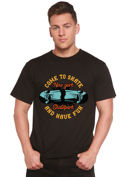 Camiseta gráfica de manga corta para hombre de bambú viscosa/algodón orgánico "New York Skatepark"