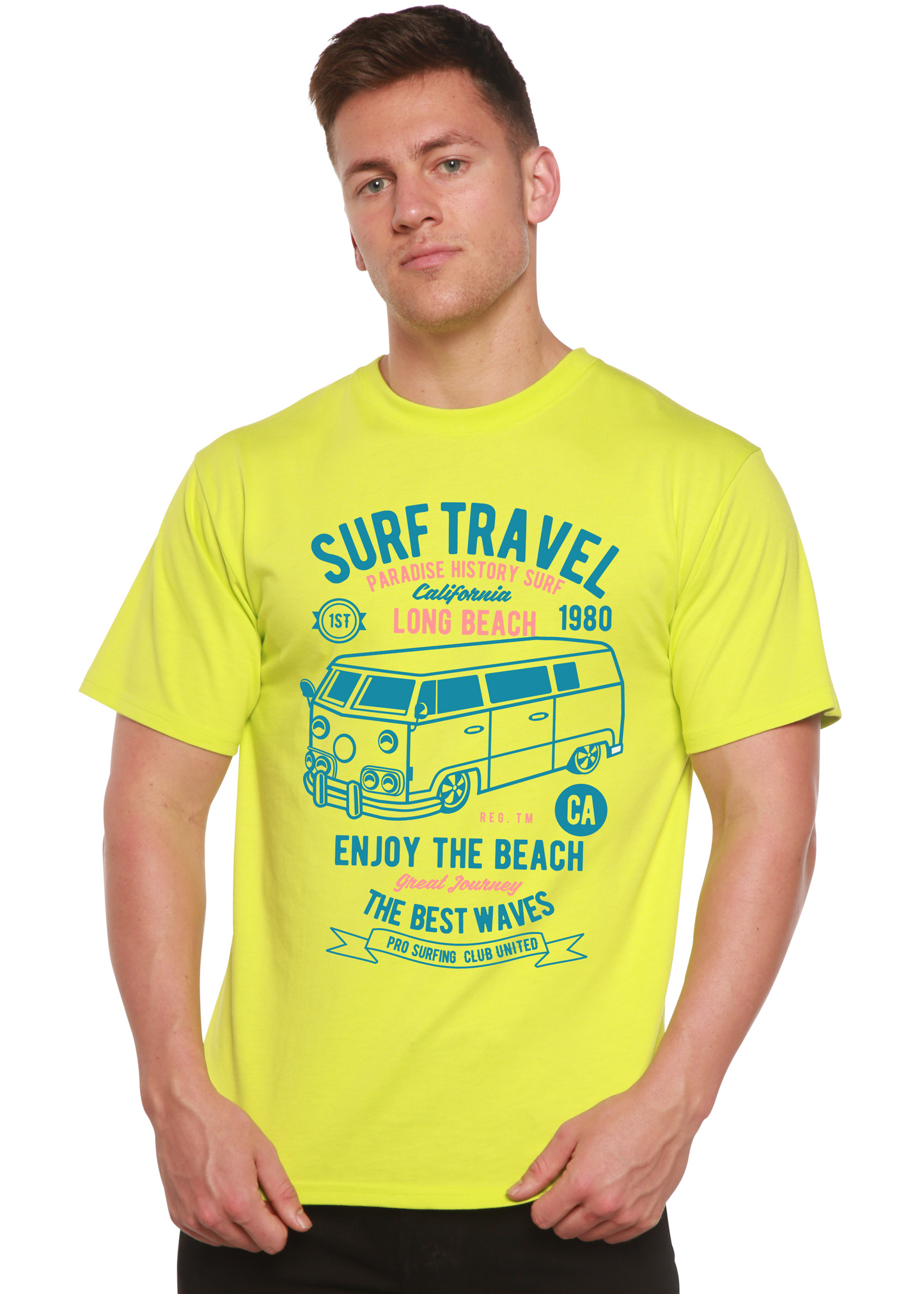 T-shirt graphique à manches courtes en bambou viscose/coton bio Surf Travel Spun Bamboo® pour homme