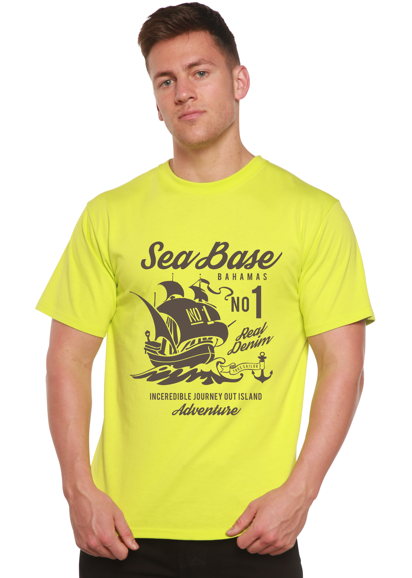 T-shirt à manches courtes Sea Base Spun Bamboo® en viscose de bambou/coton biologique pour homme avec motif graphique